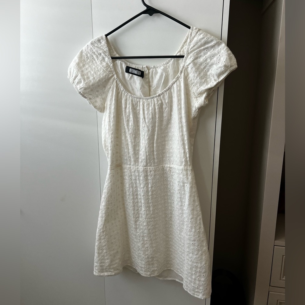 reformation white mini dress - size 2